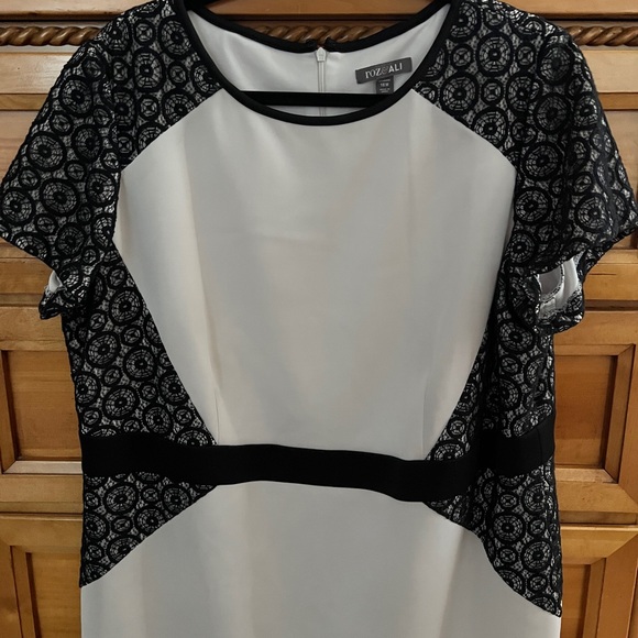 Roz & Ali Elegant Black and White Lace Midi Dress Sz 18w - Picture 3 of 8